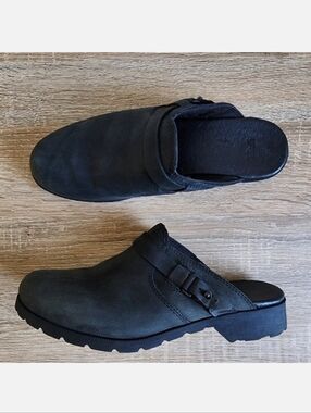 TEVA Black Leather De La Vina Slip On Mule Clog Women's 7